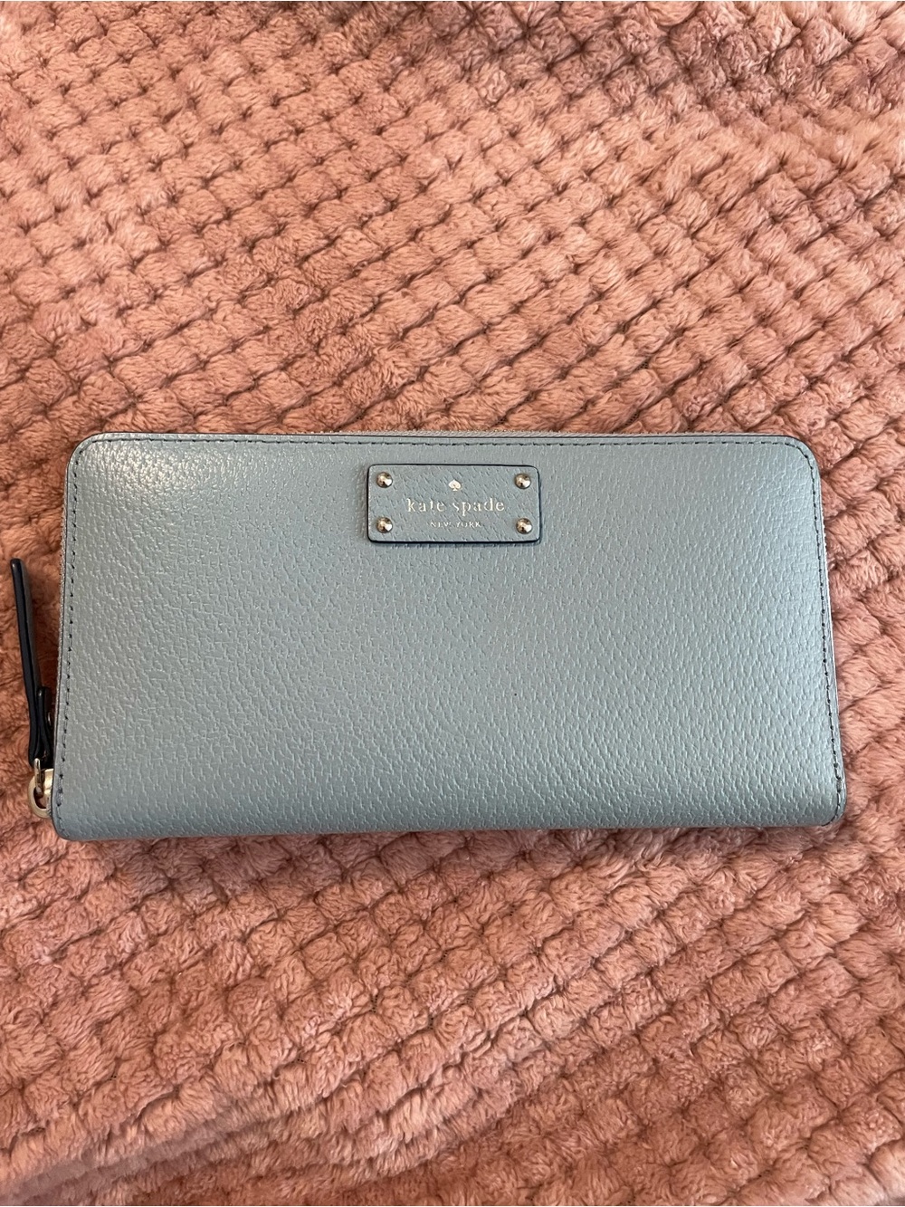 Kate Spade light blue continental wallet  - dusty blue Gently Used!